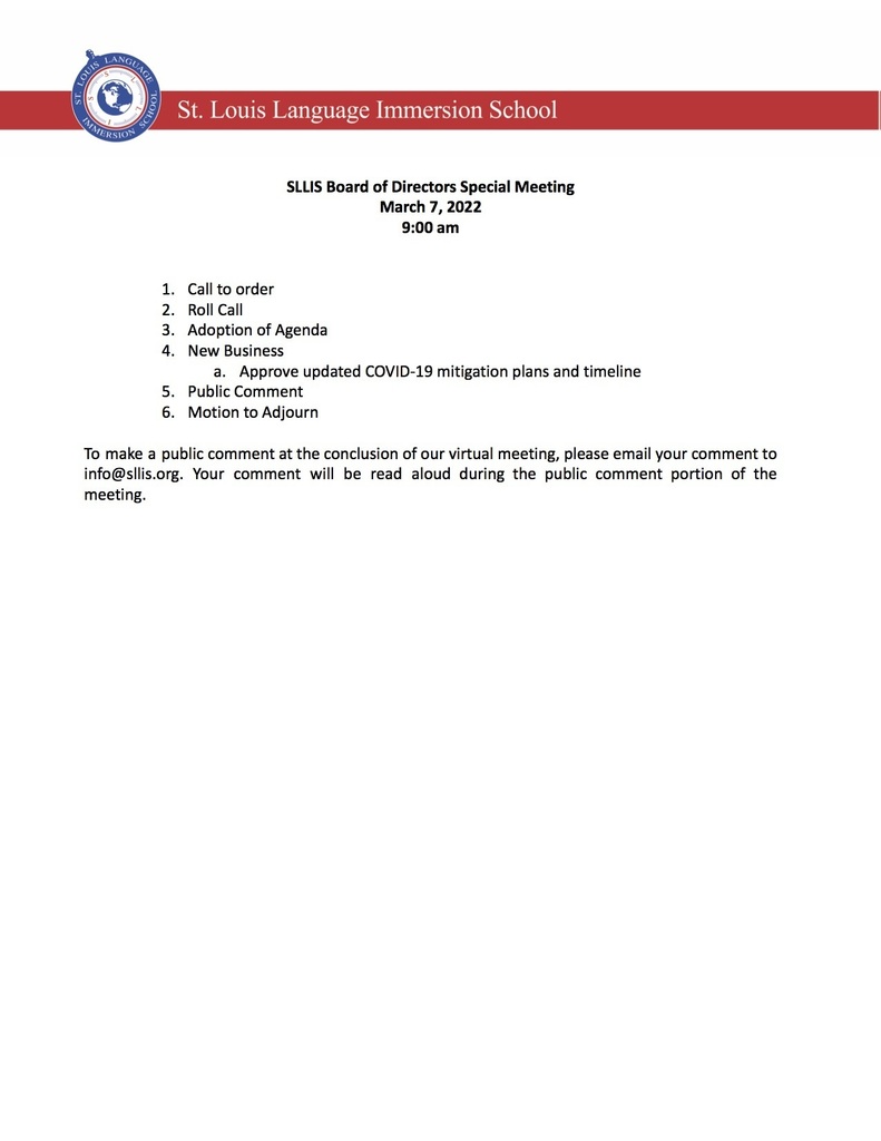 special meeting agenda