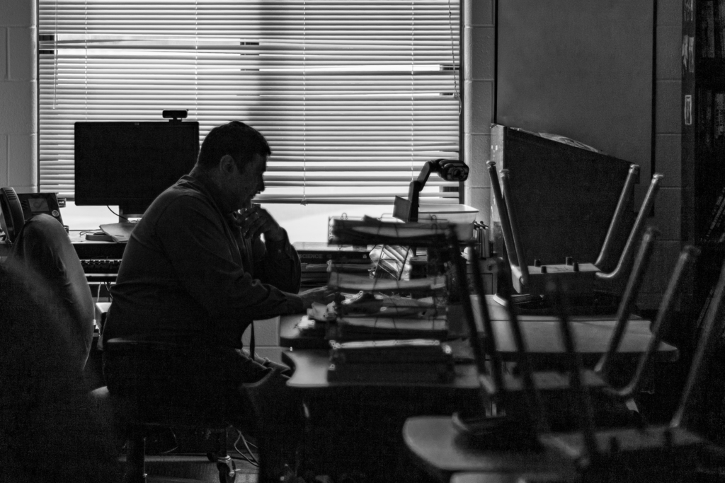 Mr. Beardsley deep in thought...