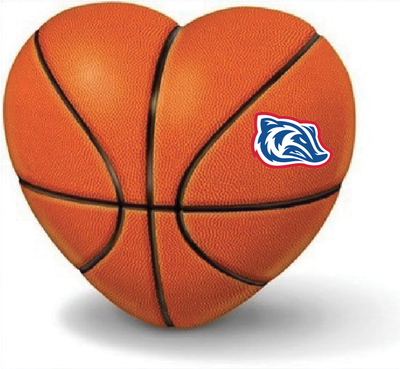 Badger on Heart-shaped Basketball