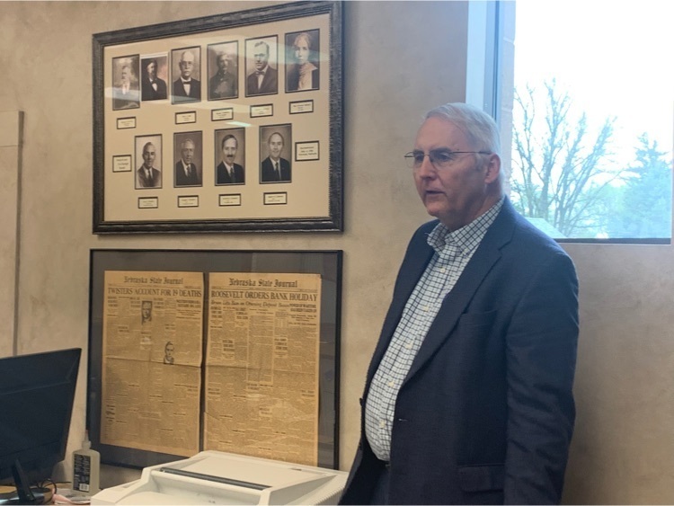 Senator Clements tells about the history of the bank and Mrs. Aldrich  