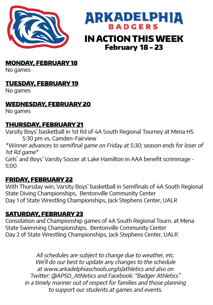 This Week in APSD Athletics: Feb. 18-23