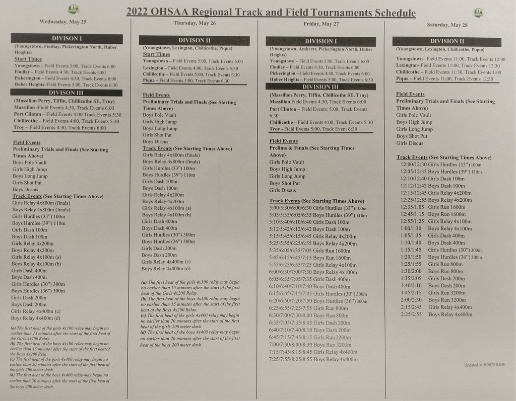 Regional Schedule