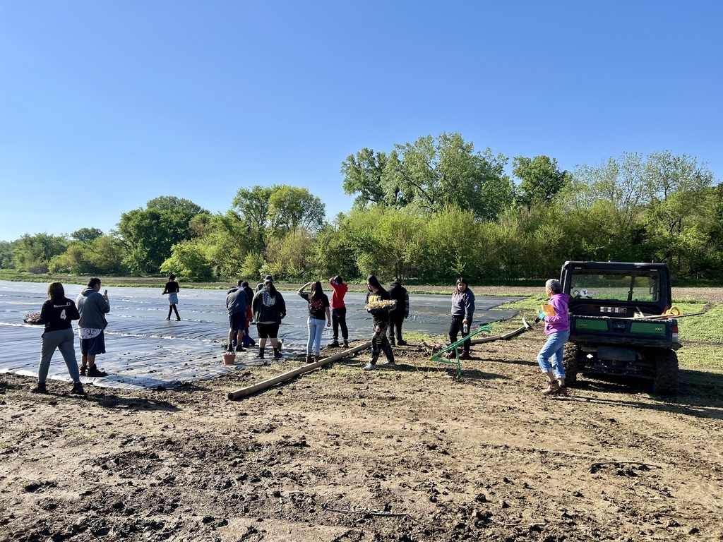 The Omaha Nation high school students are hard at work planting this years garden.