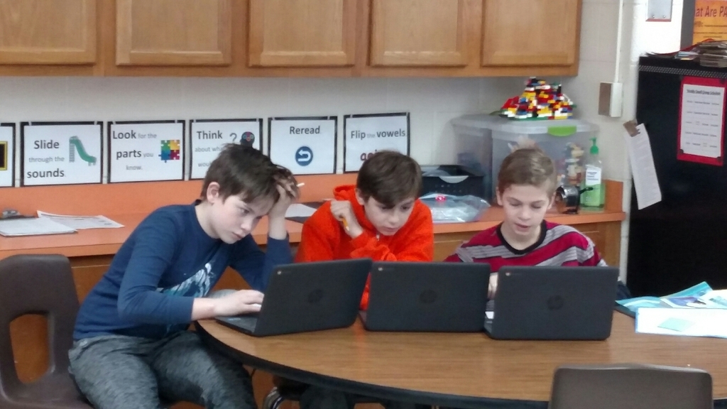 students researching