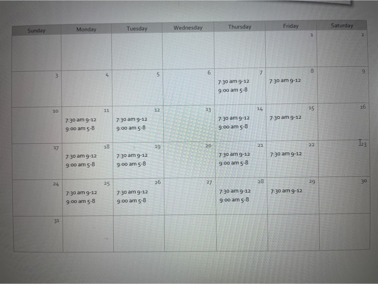 July Renovation Schedule