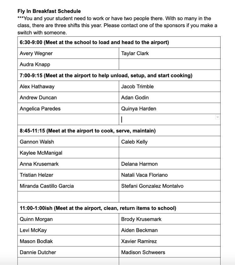Fly in schedule! 
