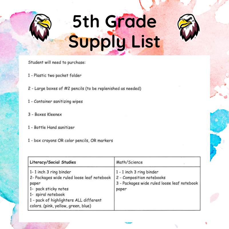 5th Supply List
