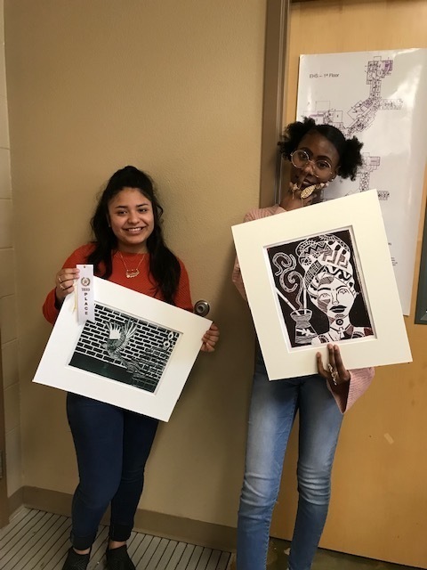students with artwork