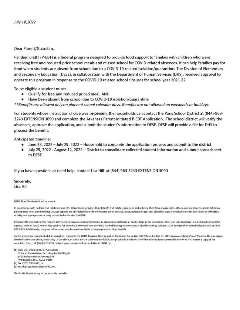P-EBT letter
