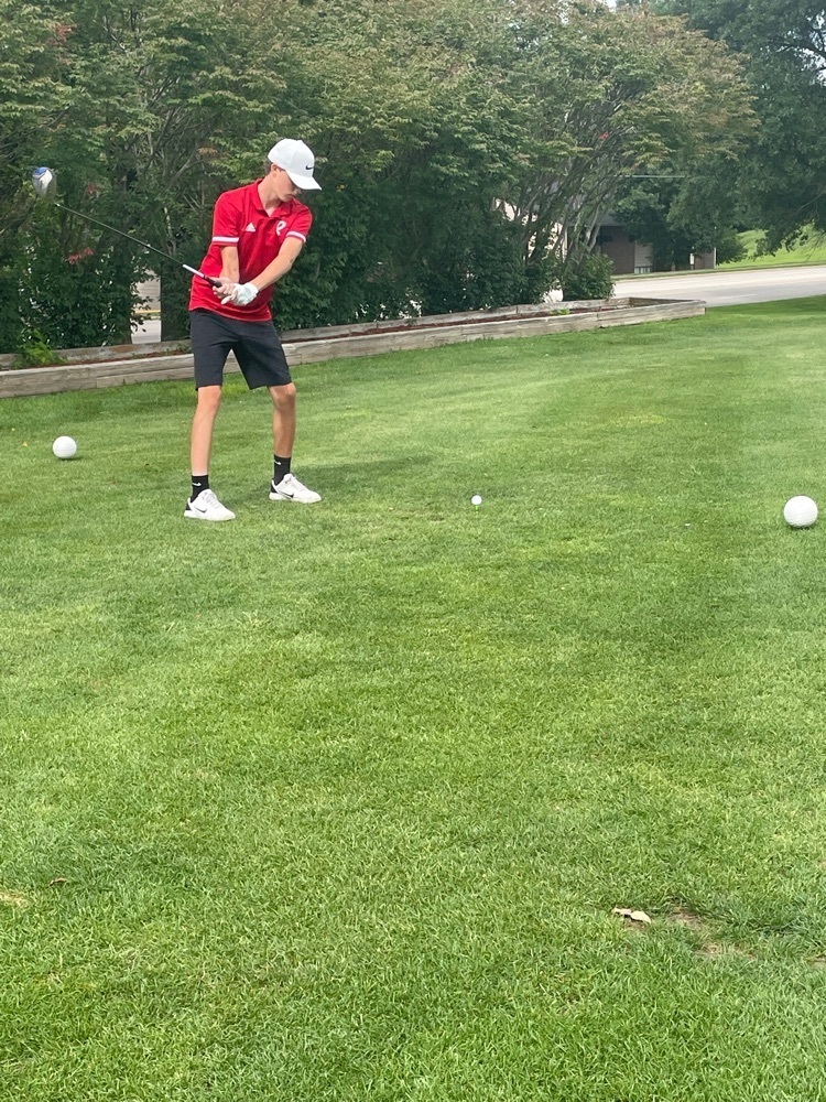 Spencer teeing off on hole 1.