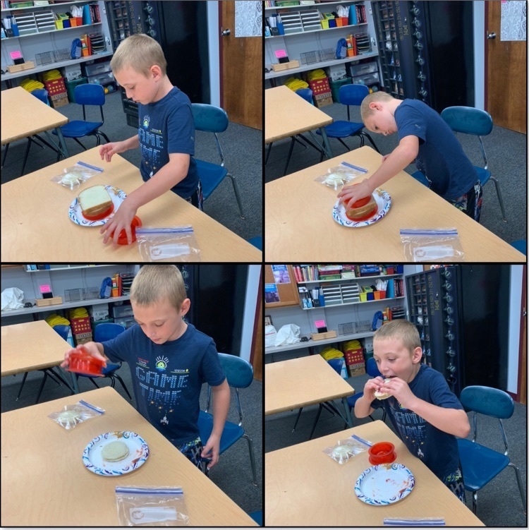 making uncrustables in cooking class