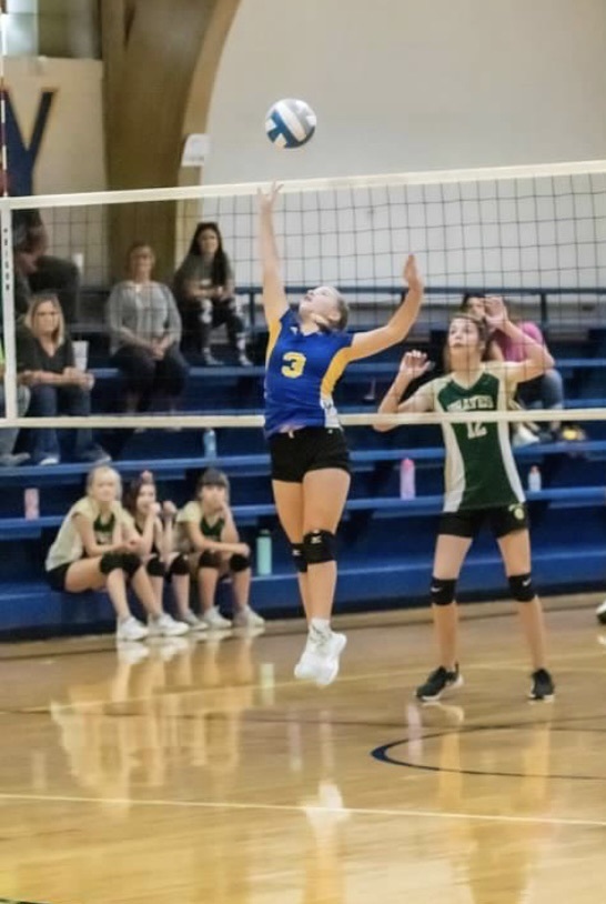 Kihanna Hicks tips the ball over the net.