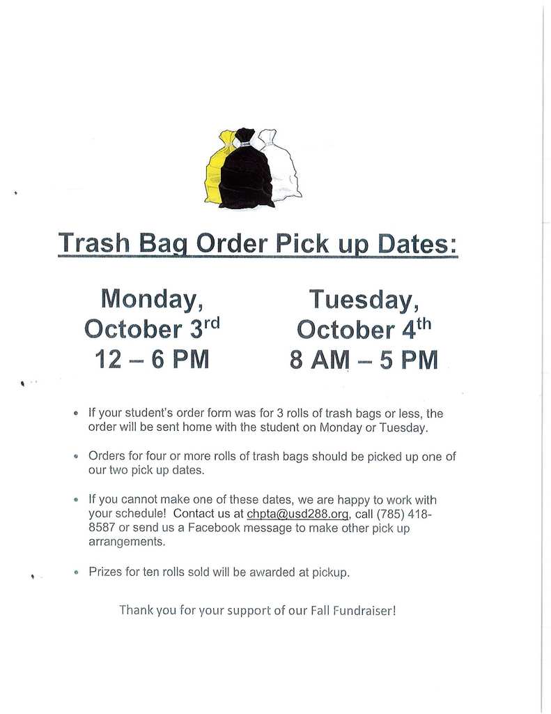 Trash Bag Orders are just about here!!!!