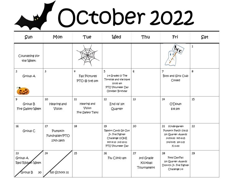 October calendar