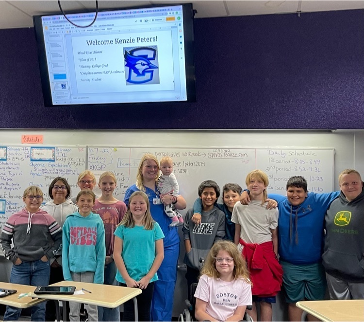 6th grade students in Mrs.Lori Peters’ World Studies class today, discussing current events and career choices along with what it means to be disciplined.