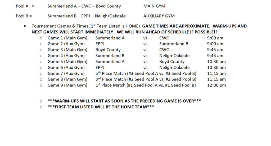Summerland JH Volleyball Tournament