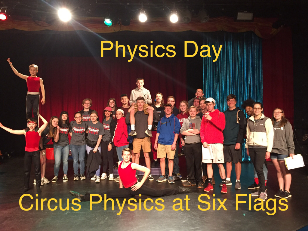Physics students learn about physics if the circus at Physics Day at Six Flags