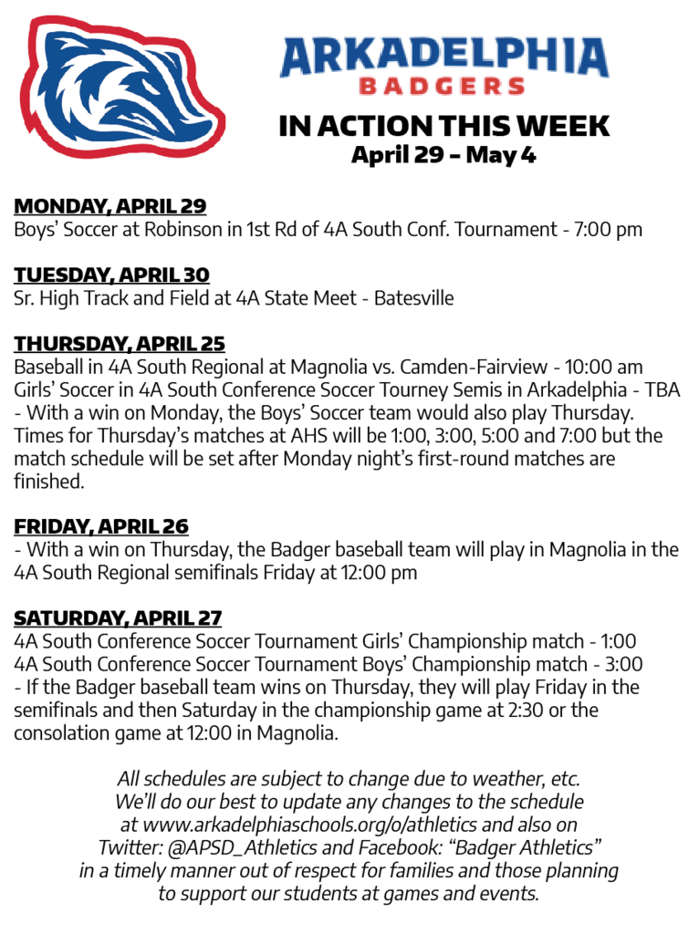 This Week in APSD Athletics: April 29 - May 4