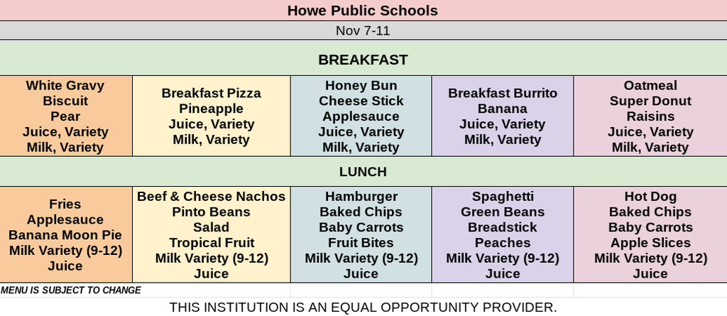Menu Update