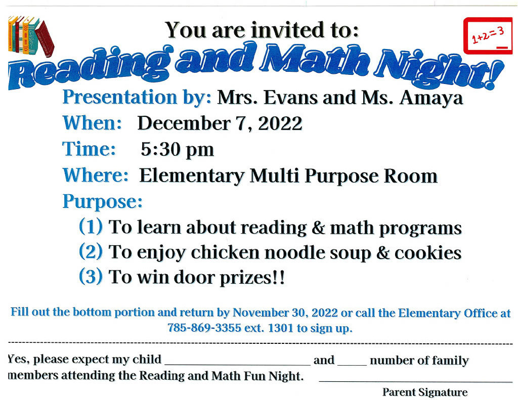 Reading and Math Night!