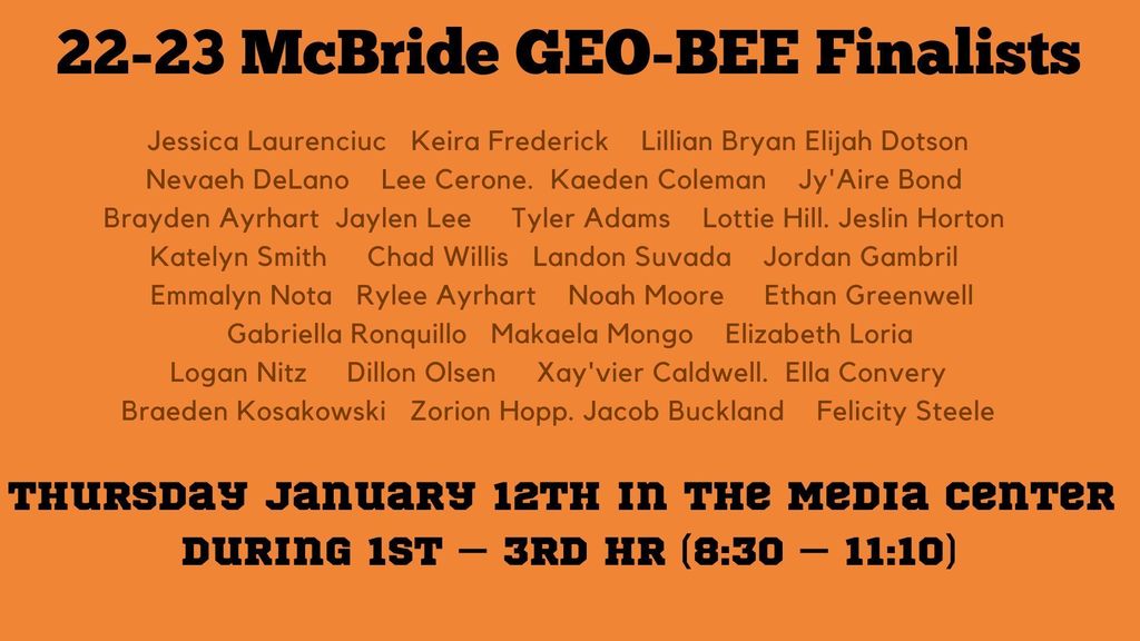 McBride GeoBee Finalists