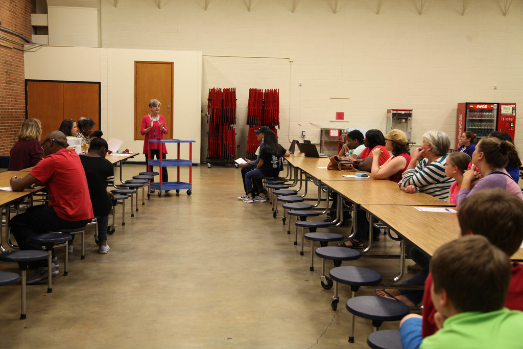Ms. Garner talking to parents