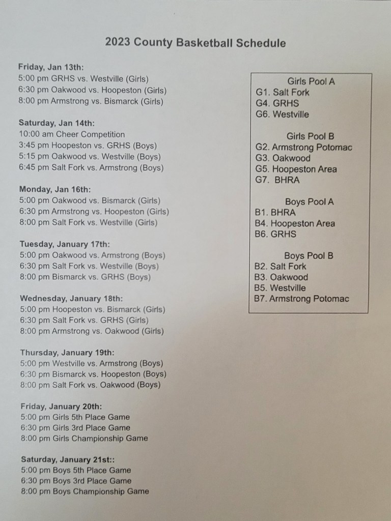 VC Tourney Schedule