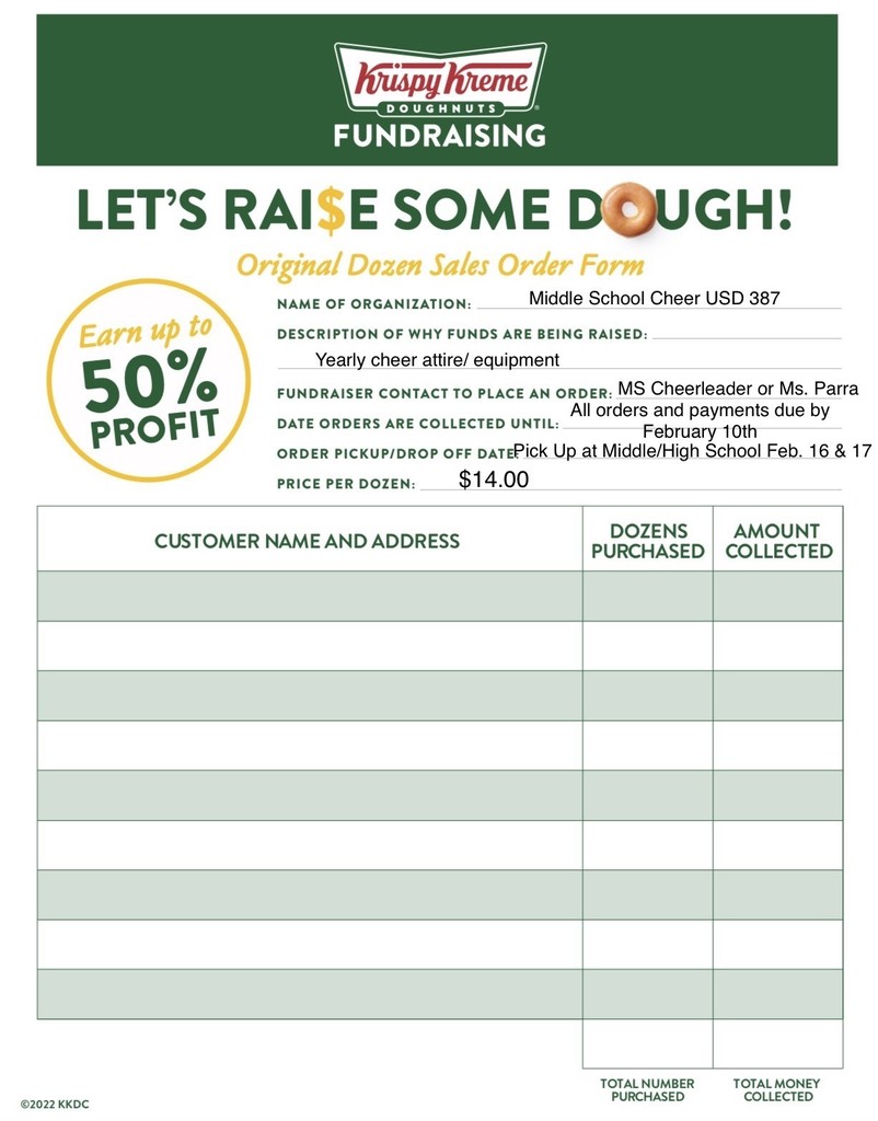 KrispyKreme Order Form-MS cheer fundraiser