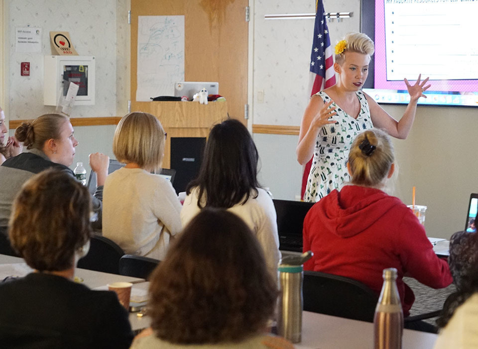 Annabelle addressing workshop attendees