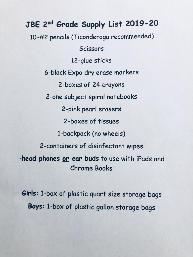 2 supply list