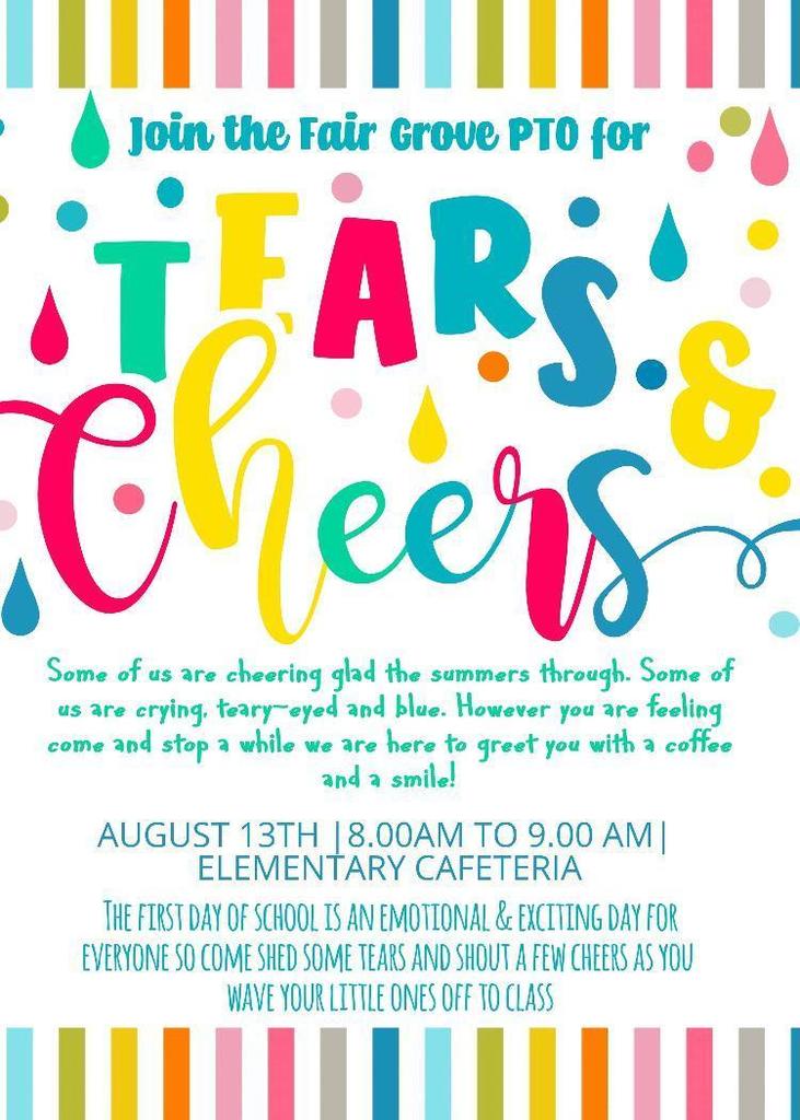 PTO Tears & Fears Aug 13th 8am FG EL Cafeteria