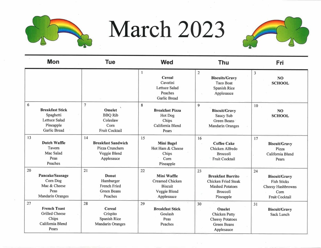 March Menu