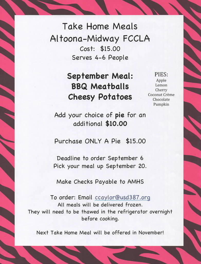 Sept. Take Home Meal