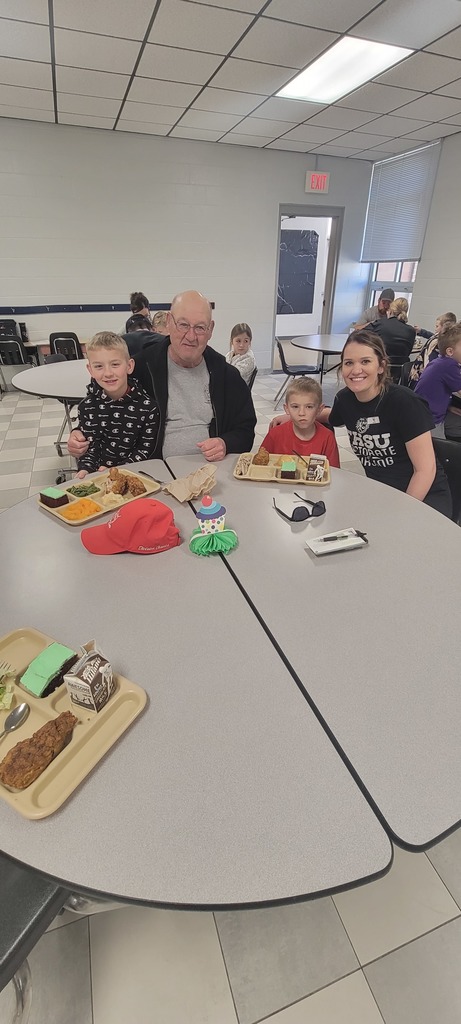 students celebrating birthday lunch