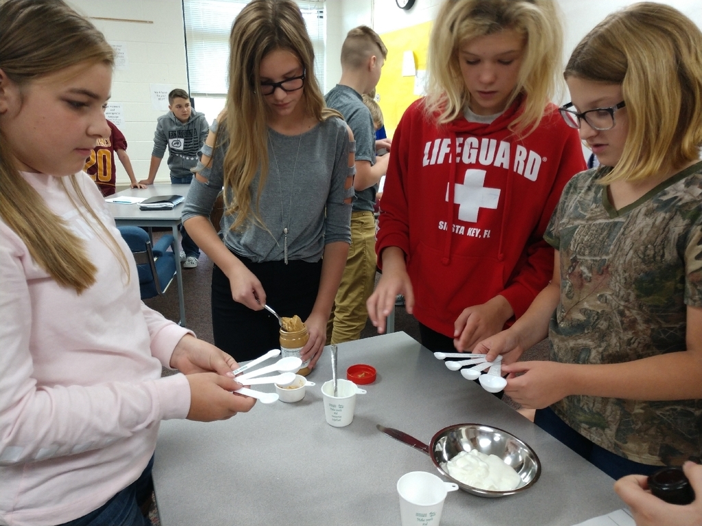 Not only did the 7th graders cook in Mrs. Stanley's 7th grade class they also applied math skills! They used fractions to double a recipe, and had to figure out proper portions for amount of students in out class.