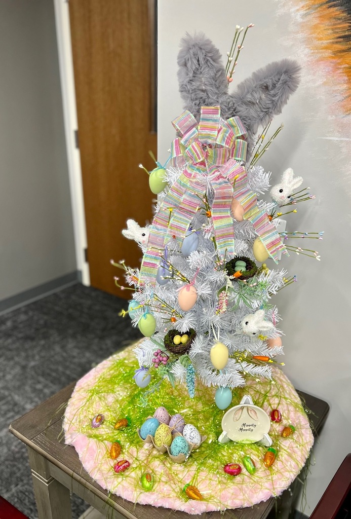 District Office Easter tree with bunny ears