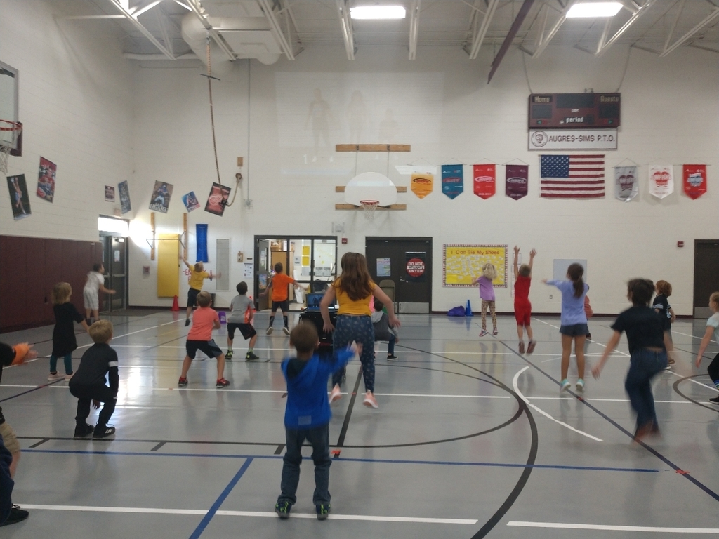 Elementary students complete their first UNICEF power up warm up today in PE!