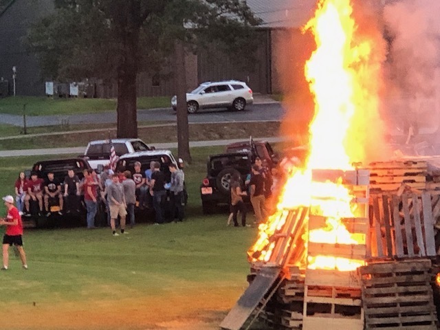 The students had a great time at the Redskin pep rally and bonfire! The cheerleaders and band got everyone fired up as always!