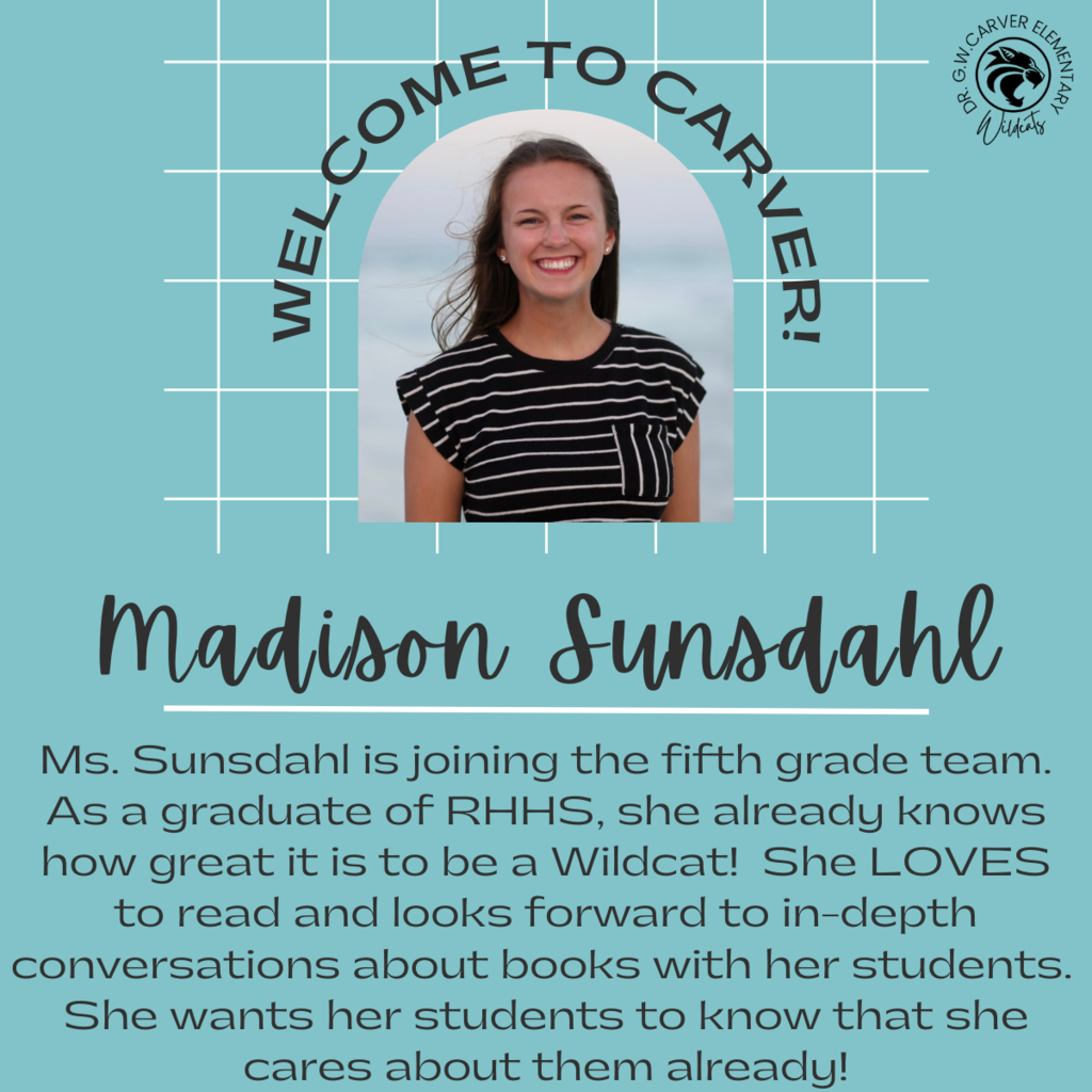 Ms. Sunsdahl, 5th grade teacher