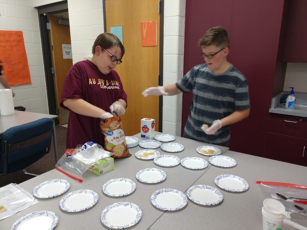 Today 7th graders learned about healthy food substitutions in recipes while making nutritions Nacho's.