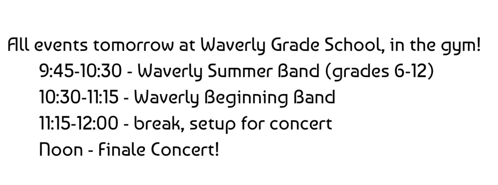 summer band Friday schedule