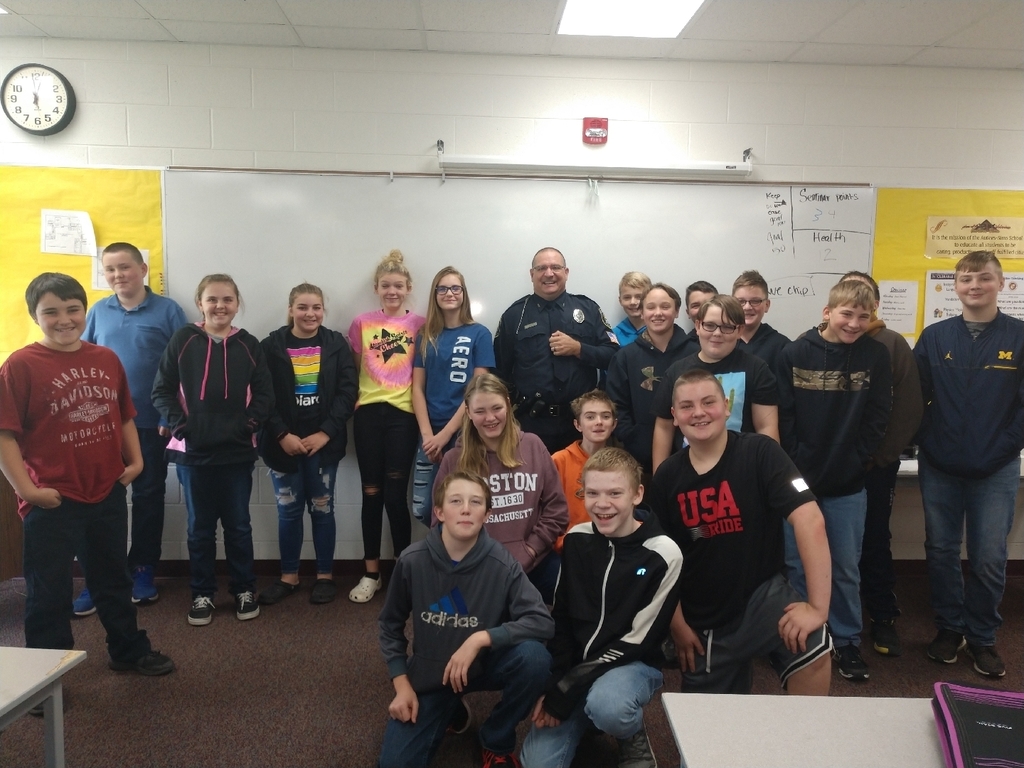 Thank you to Chief Overstreet for coming in and speaking to the 7th grade health class about the dangers of drugs, alcohol, and vaping today.
