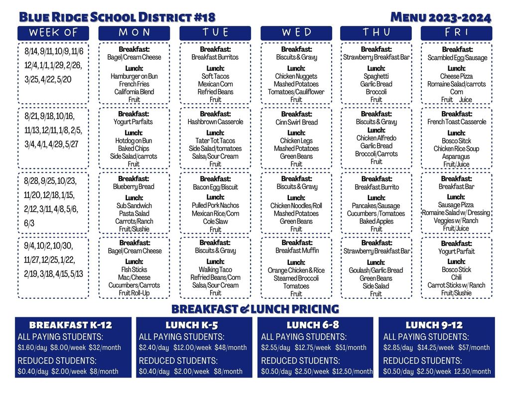 lunch menu