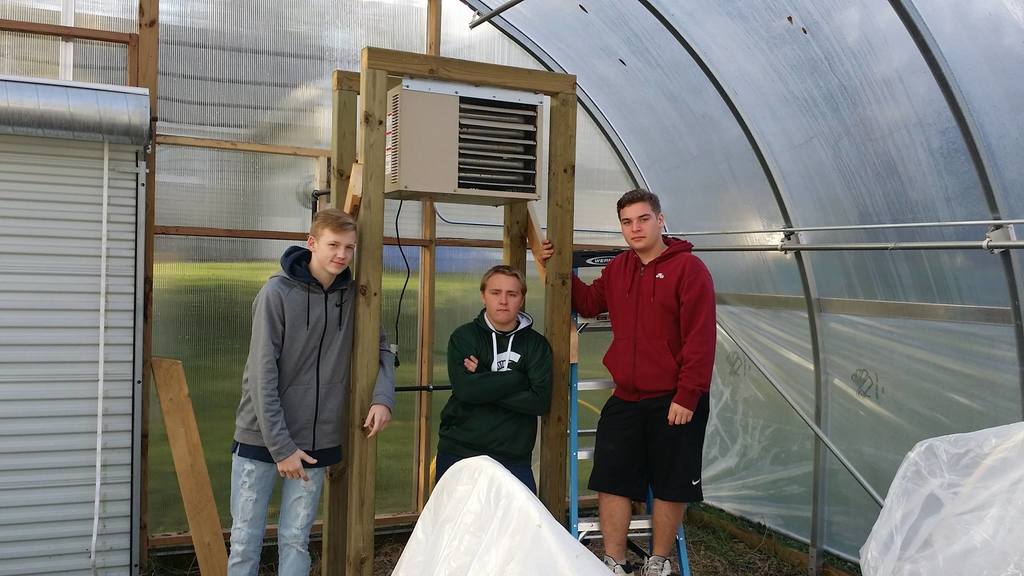 students in greenhouse