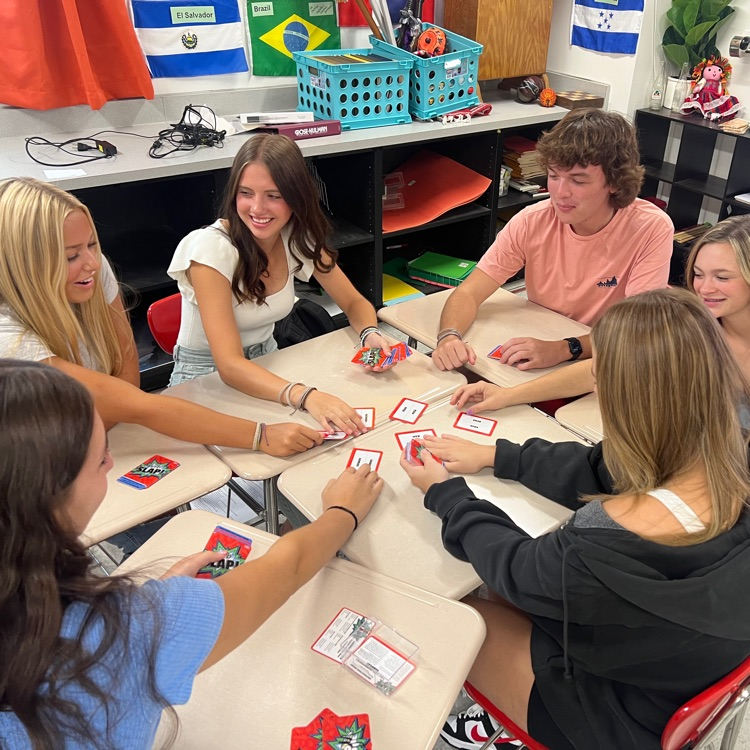 Spanish students play "verb slap" to review their conjugations