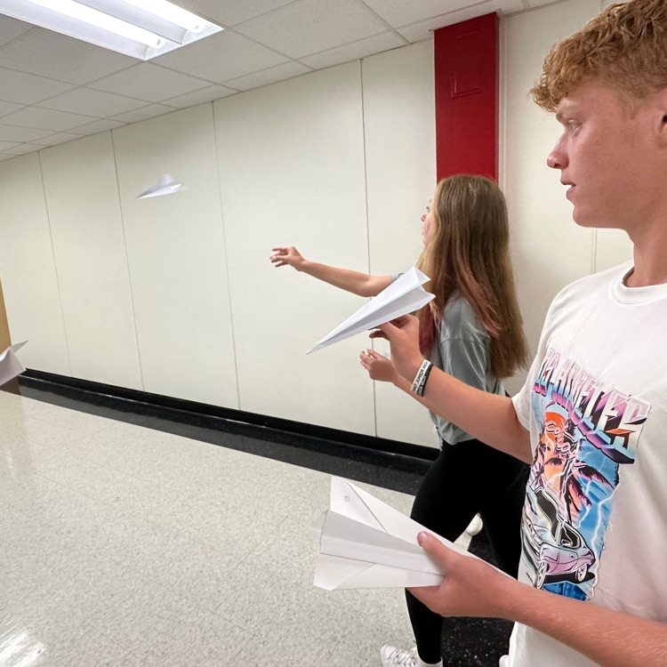 Physics students made paper airplanes