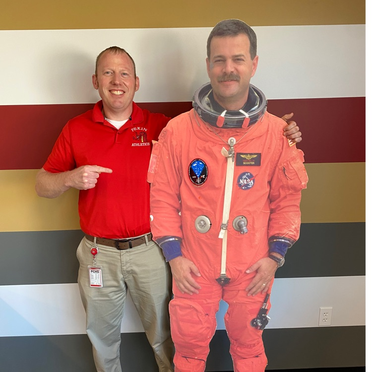 Principal Schmieg shows Scott the new entrance.