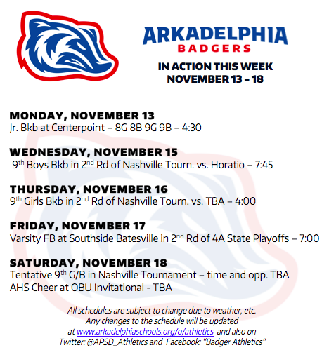 This Week in APSD Athletics: Nov. 13-18