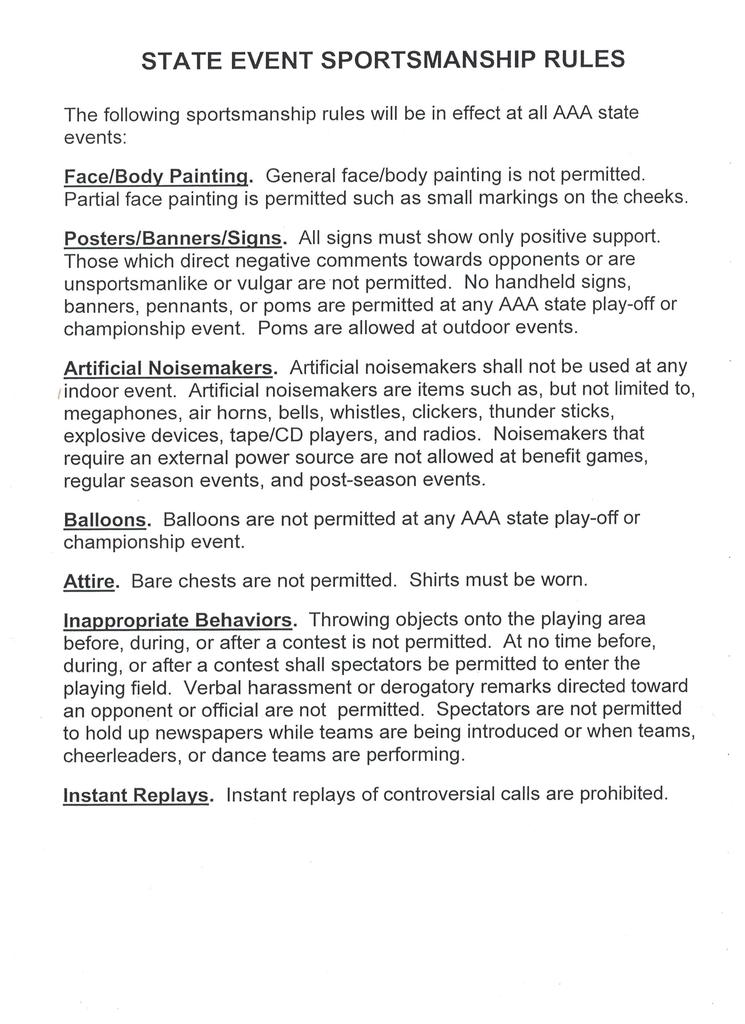 State Event Sportsmanship Rules