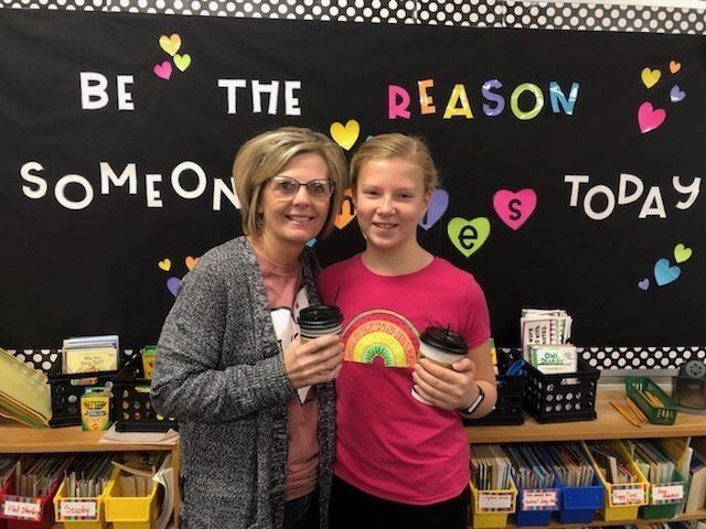 Ella and Mrs. Davis with hot chocolate